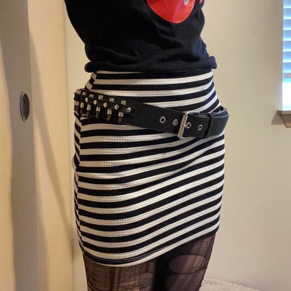 stripped mini tube skirt